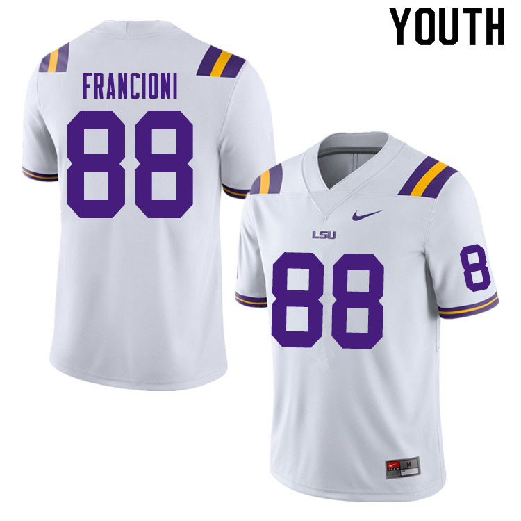 Youth #88 Evan Francioni LSU Tigers College Football Jerseys Sale-White - Click Image to Close